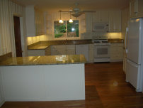 Marietta kitchen remodeling, cabinets, granite countertop, backsplash, wood floor installation